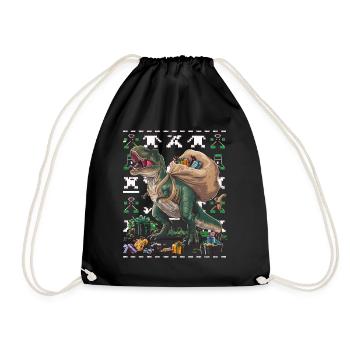 Dinosaur Ugly Christmas Christmas Xmas Trex - Drawstring Bag - black - Front