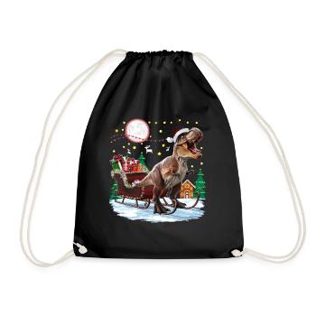 Dinosaur Ugly Christmas Christmas Xmas Trex - Drawstring Bag - black - Front