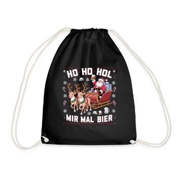 Bier Ugly Christmas Weihnachten Xmas Santa Claus - Turnbeutel - Schwarz - Vorne