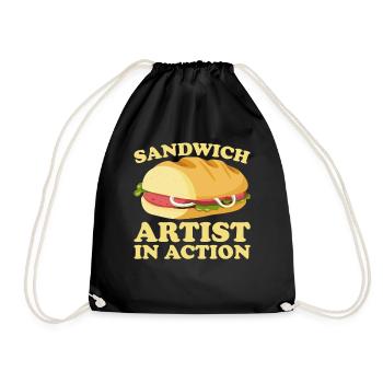 Sandwich Liebhaber Fast Food Liebhaber - Turnbeutel - Schwarz - Vorne