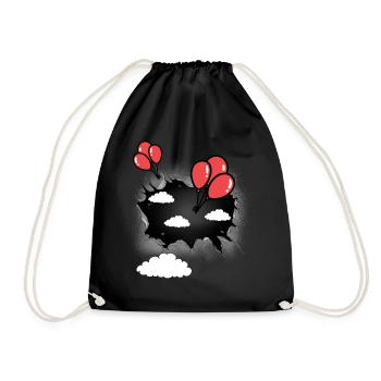 Clouds Cloud Celestial Balloons Balloon Flying - Drawstring Bag - black - Front