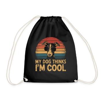 Whippet My Dog Thinks I'm Cool - Drawstring Bag - black - Front