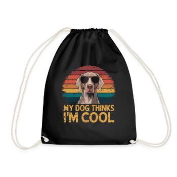 Weimaraner Mein Hund Denkt Das Ich Cool Bin - Turnbeutel - Schwarz - Vorne
