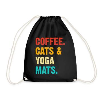 Coffee Cats Yoga Mats - Drawstring Bag - black - Front