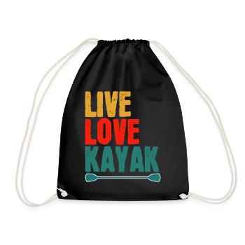 Live Love Kayak - Drawstring Bag - black - Front