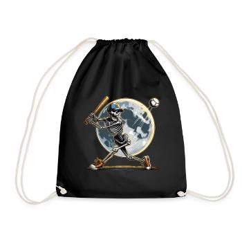Halloween Baseball Horror Skelett Baseballspieler - Turnbeutel - Schwarz - Vorne