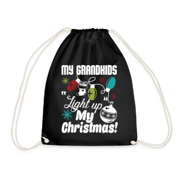 Grandkid My Grandkids Light Up My Christmas - Drawstring Bag - black - Front