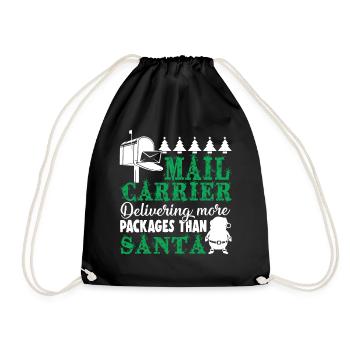 Mail Carrier Christmas Delivering More Packages - Drawstring Bag - black - Front