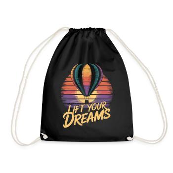 Hot Air Balloon Inspiration Quote - Lift Your - Drawstring Bag - black - Front