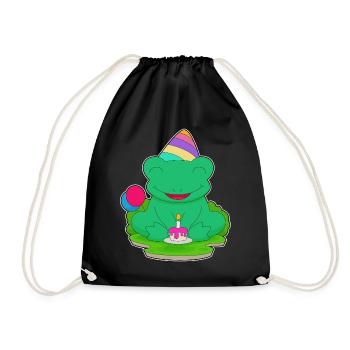 Frog Birthday Party Hat - Drawstring Bag - black - Front