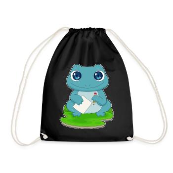 Frosch Schüler Papier Schule - Turnbeutel - Schwarz - Vorne