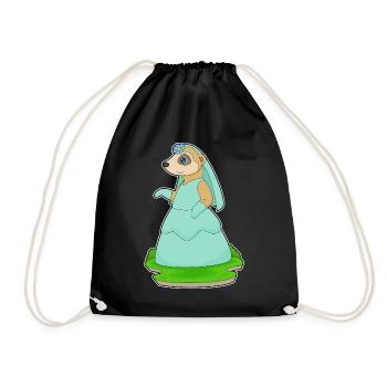 Erdmännchen Braut Schleier Hochzeit - Turnbeutel - Schwarz - Vorne