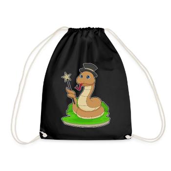 Snake Wizard Wand - Drawstring Bag - black - Front