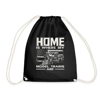 Home is where my model trains are - Drawstring Bag - black - Front