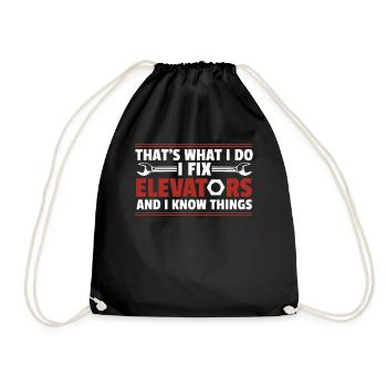 I Fix Elevators And I Know Things Repair Elevator - Drawstring Bag - black - Front