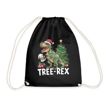 Dino Trex Ugly Christmas Weihnachten Xmas Bier - Turnbeutel - Schwarz - Vorne