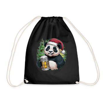 Panda Ugly Christmas Christmas Xmas Beer - Drawstring Bag - black - Front