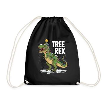 Dino Trex Ugly Christmas Weihnachten Xmas Bier - Turnbeutel - Schwarz - Vorne