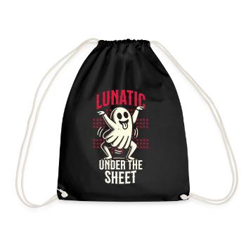 Lunatic Under The Sheet Funny Ghost Design - Drawstring Bag - black - Front