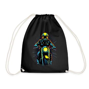 Motard néon sur moto - Sac de sport léger - noir - Devant