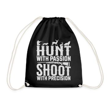 Hunt with Passion Shoot with Precision Hunter - Drawstring Bag - black - Front