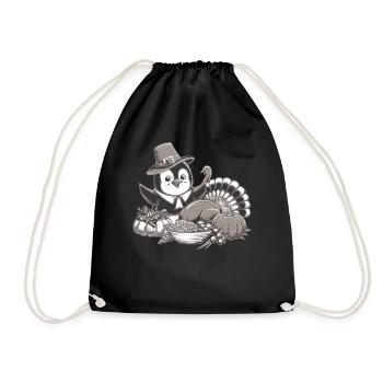 Pingouin Thanksgiving Chapeau de pèlerin Citrouille Dinde - Sac de sport léger - noir - Devant