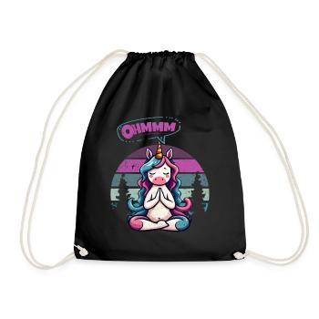 Ohmmm Yoga Einhorn I Meditation Entspannung - Turnbeutel - Schwarz - Vorne