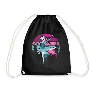 Prima Ballerina Unicorn Riding I Ballet Fun I Tän - Drawstring Bag - black - Front