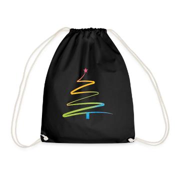 Regenbogen Weihnachtsbaum Aquarell - Turnbeutel - Schwarz - Vorne