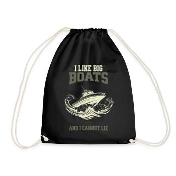 I love big Boats - Funny Captain Vintage Design - Drawstring Bag - black - Front