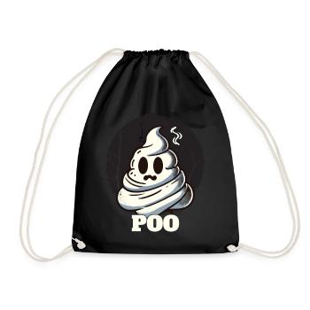Funny poop pile ghost poo instead of boo - Drawstring Bag - black - Front