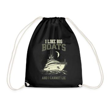 I Like Big Boats And I Cannot Lie Yacht Moonlight - Drawstring Bag - black - Front