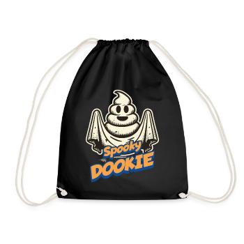 Funny poop pile ghost humorous poop - Drawstring Bag - black - Front