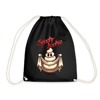 Funny poop pile ghost spooky dookie design - Drawstring Bag - black - Front