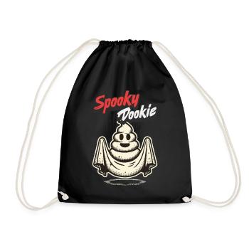Funny poop pile ghost spooky dookie - Drawstring Bag - black - Front