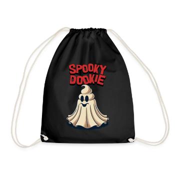 Funny poop pile ghost spooky dookie retro - Drawstring Bag - black - Front