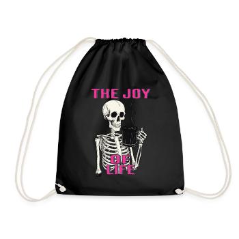 Coffee The Joy Of Life Funny Coffee Lover - Drawstring Bag - black - Front