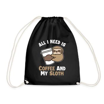 Coffee and my Sloth Pilosa Folivora - Drawstring Bag - black - Front
