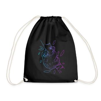Brown-Throated Pilosa Folivora Lover Sloth - Drawstring Bag - black - Front