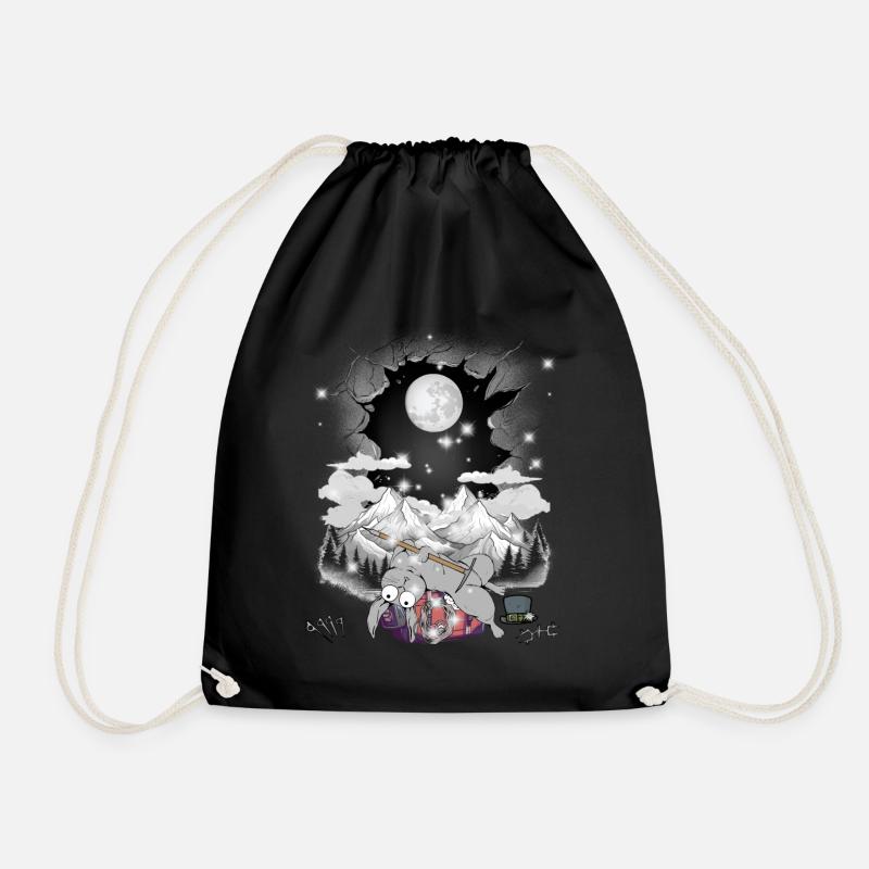 mystical mountaineer mountaineering holiday rabbit mountains - Drawstring Bag - black