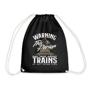 Warning: This person can be contacted at any time via trains - Drawstring Bag - black - Front
