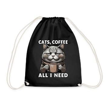 Lustiges Katze Kunst Katzenbesitzer Katzen Kaffee - Turnbeutel - Schwarz - Vorne