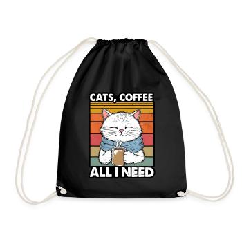 Lustiges Katze Kunst Katzenbesitzer Katzen Kaffee - Turnbeutel - Schwarz - Vorne