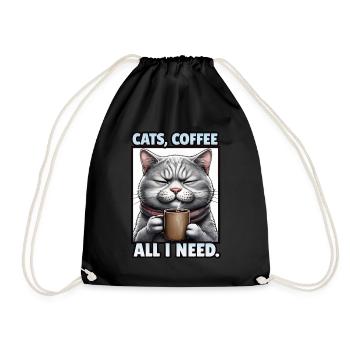 Lustiges Katze Kunst Katzenbesitzer Katzen Kaffee - Turnbeutel - Schwarz - Vorne