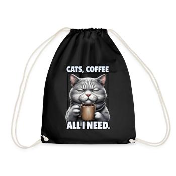 Lustiges Katze Kunst Katzenbesitzer Katzen Kaffee - Turnbeutel - Schwarz - Vorne