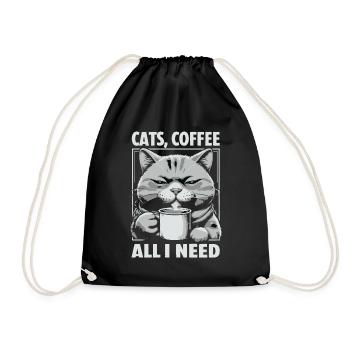 Lustiges Katze Kunst Katzenbesitzer Katzen Kaffee - Turnbeutel - Schwarz - Vorne