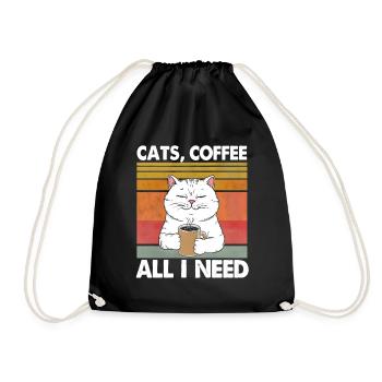 Lustiges Katze Kunst Katzenbesitzer Katzen Kaffee - Turnbeutel - Schwarz - Vorne
