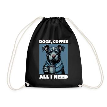 Funny Dog Art Dog Owner Dogs Coffee - Drawstring Bag - black - Front