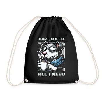 Funny Dog Art Dog Owner Dogs Coffee - Drawstring Bag - black - Front
