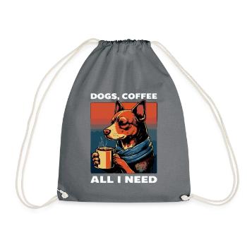 Lustiges Hund Kunst Hundebesitzer Hunde Kaffee - Turnbeutel - Grau - Vorne